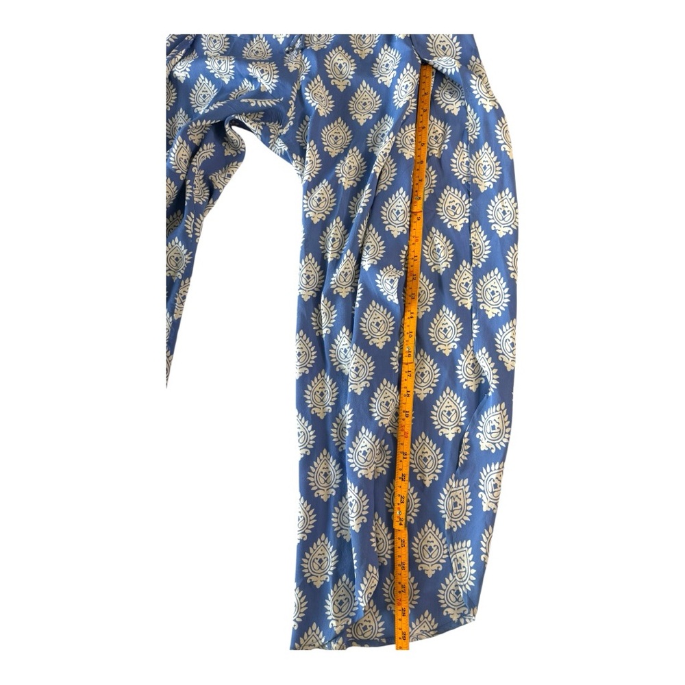 Lucy Love Blue and White Patterned Pants with Split Leg - Picture 3 of 7